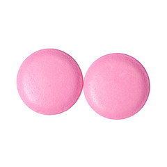 Pills medicine pharmacy pink on white background isolation, top view