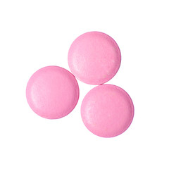 Pills medicine pharmacy pink on white background isolation, top view