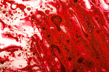 Top view of messy white surface with blood stains