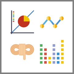 4 line icon. Vector illustration line set. sound bars and line graph icons for line works