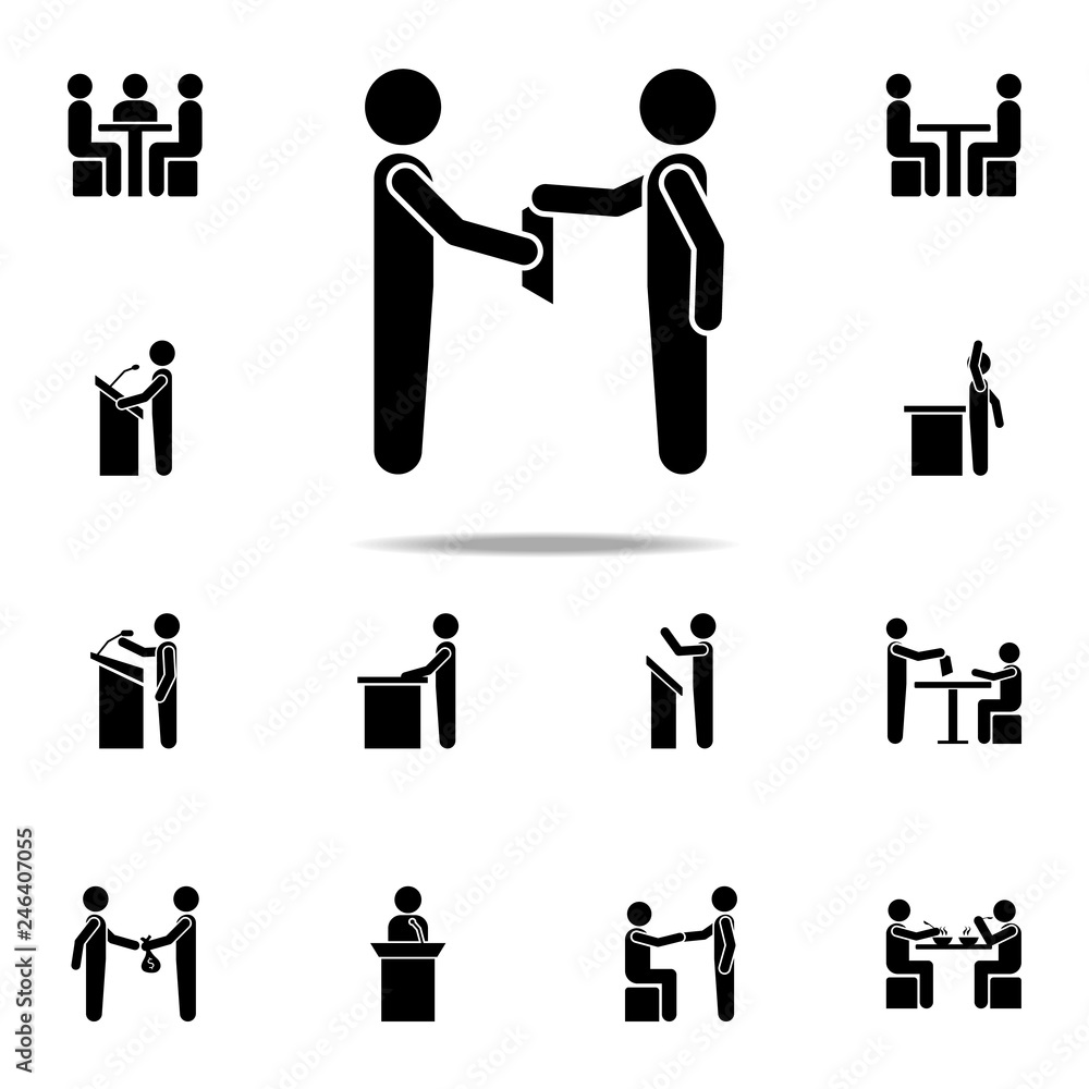 Poster transfer of documents icon. conversation icons universal set for web and mobile