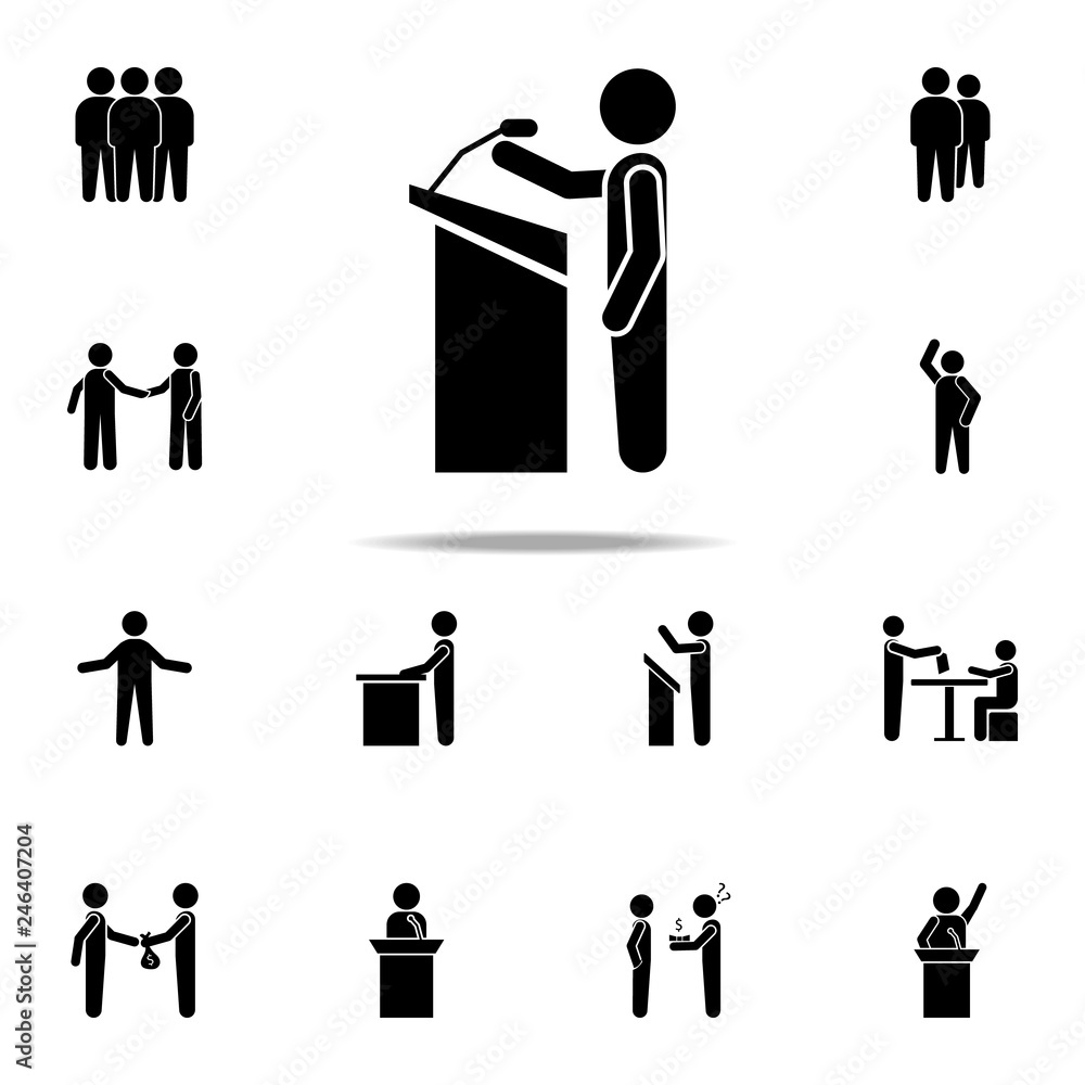 Aufkleber a speech from the rostrum icon. conversation icons universal set for web and mobile
