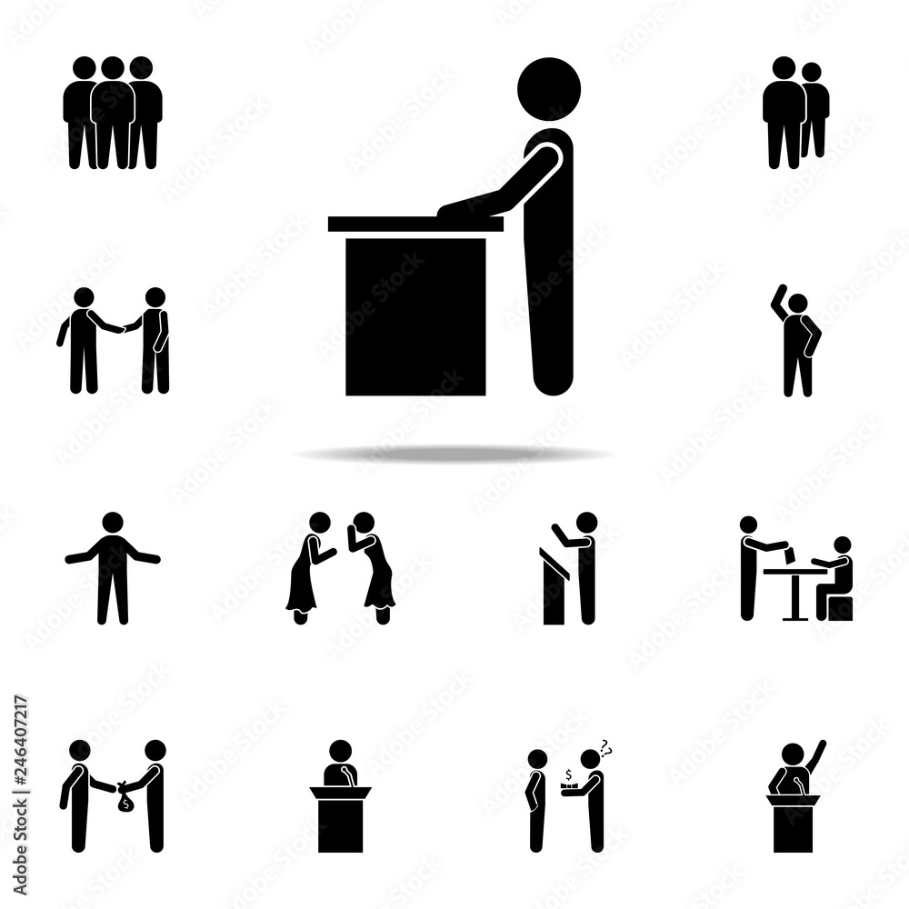 Aufkleber a speech from the rostrum icon. conversation icons universal set for web and mobile