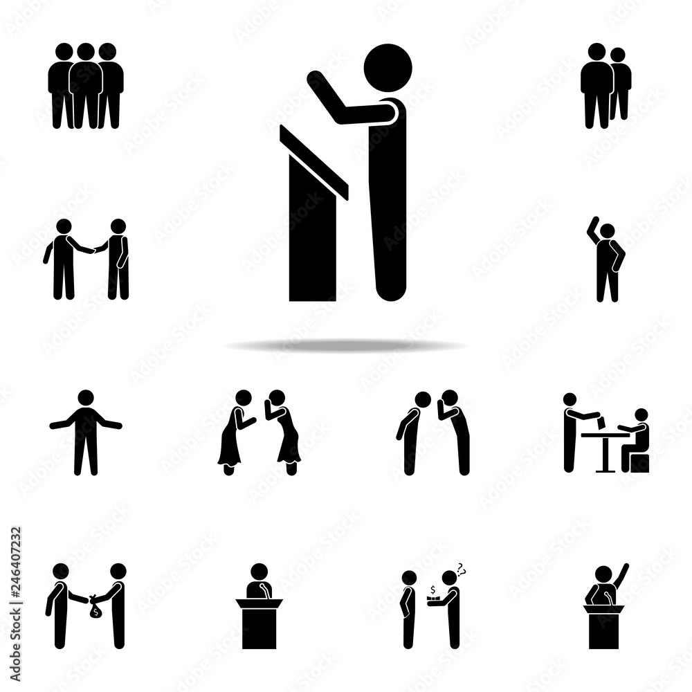 Aufkleber a speech from the rostrum icon. conversation icons universal set for web and mobile