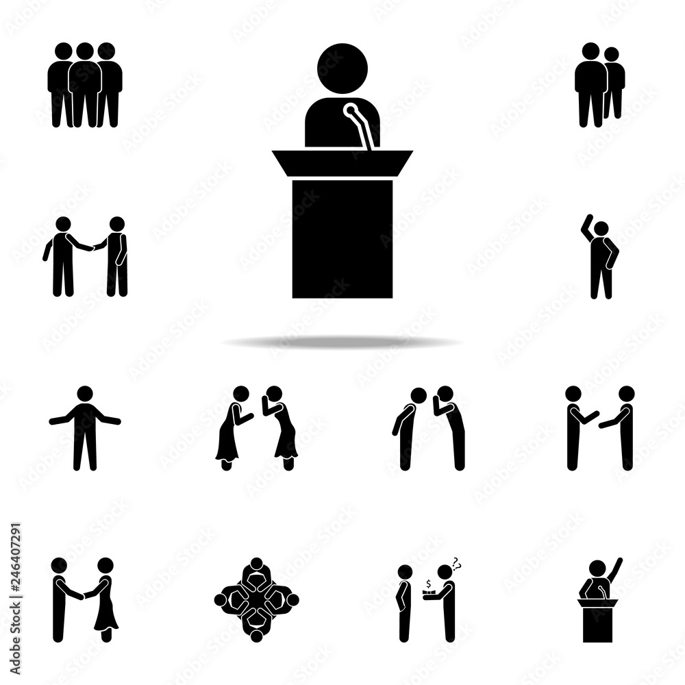 Poster a speech from the rostrum icon. conversation icons universal set for web and mobile