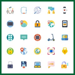Fototapeta premium 25 tech icon. Vector illustration tech set. smartwatch and chat icons for tech works
