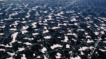 Ice Baikal. Taken from the drone. alkhon island 2019