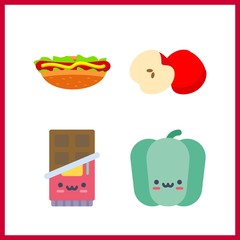 4 slice icon. Vector illustration slice set. apple and bell pepper icons for slice works