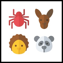 4 wildlife icon. Vector illustration wildlife set. kangaroo and hedgehog icons for wildlife works