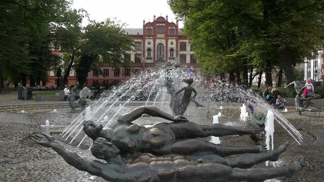 Fountain of the Joy of Life on University Square, Rostock, Mecklenburg-Western Pomerania, Germany