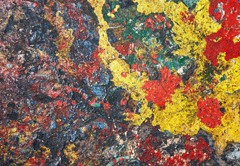 Abstractionism painting randomly formed by colored paint stains. © maksim_e