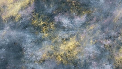 Fototapeta na wymiar Abstract grey and gold fantastic clouds. Fractal background. 3d rendering.