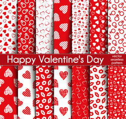 Fourteen Valentine's Day Seamless Vector Patterns. - 246410418