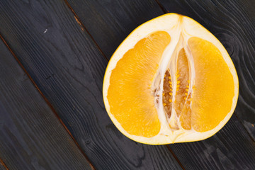 healthy food, fresh citrus fruit, flat lay, top view