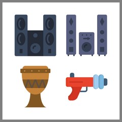 4 bass icon. Vector illustration bass set. sound system and drum icons for bass works