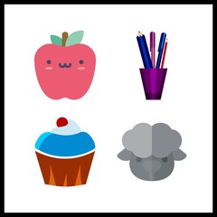 4 nobody icon. Vector illustration nobody set. sheep and pencil case icons for nobody works