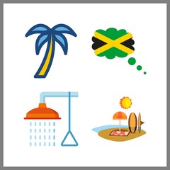 4 palm icon. Vector illustration palm set. bathing and jamaica icons for palm works