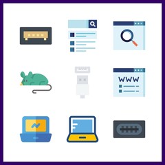 9 pc icon. Vector illustration pc set. search and usb icons for pc works
