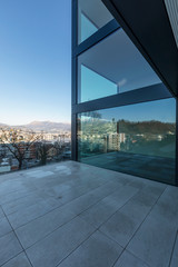 Fototapeta na wymiar Modern glass palace terrace