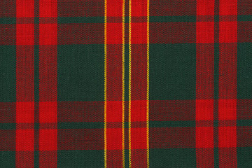 Close up on classic red and green tartan fabric. Directly above. - 246413835