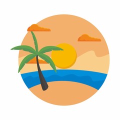 Island with palm tree vector illustration 