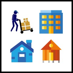 Obraz na płótnie Canvas 4 housing icon. Vector illustration housing set. property and rent icons for housing works