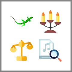 4 rock icon. Vector illustration rock set. candelabra and music icons for rock works