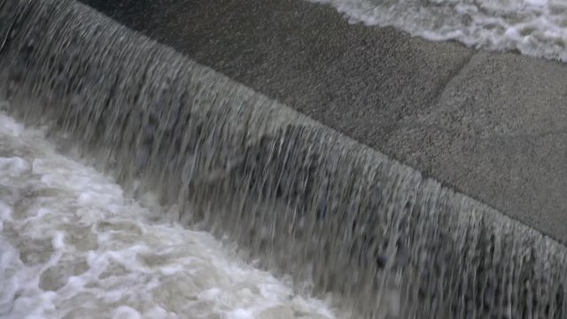 Flood waters at weir, Saar River, Serrig, Rhineland-Palatinate, Germany, Europe