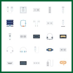 25 cable icon. Vector illustration cable set. usb and headphones icons for cable works