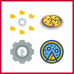 4 menu icon. Vector illustration menu set. settings and pizza icons for menu works