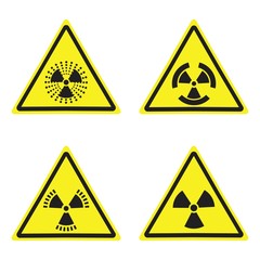 Vector radiation sign warning yellow board