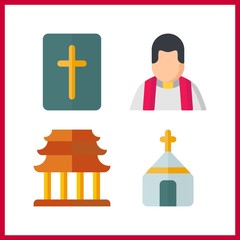 4 christ icon. Vector illustration christ set. church and religious icons for christ works