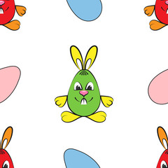 Pattern. Easter motives. Rabbits and eggs.