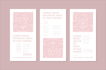 Template. Elegant light pink romantic Background. Romantic promotion Flyer, Card. Vector.	