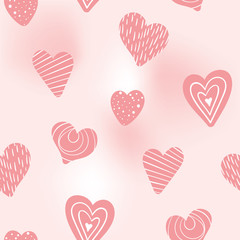 doodle valentine hearts on blush pink seamless pattern