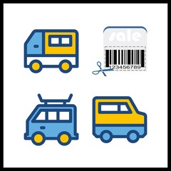4 logistic icon. Vector illustration logistic set. barcode and van icons for logistic works