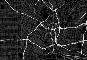 Black map of downtown Los Angeles, U.S.A