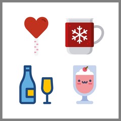 4 taste icon. Vector illustration taste set. lollipop and milkshake icons for taste works