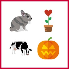4 farm icon. Vector illustration farm set. pumpkin and plant icons for farm works