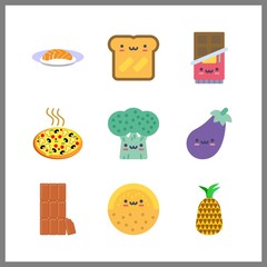 9 slice icon. Vector illustration slice set. melon and pizza icons for slice works