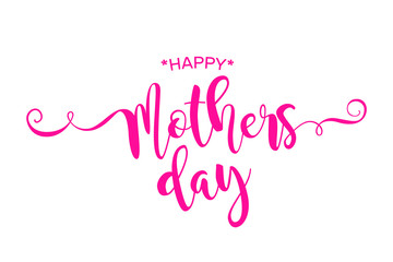 Greeting card Happy Mother's Day pink colour. Banner calligraphy isolated vector background.
