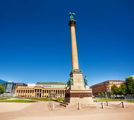Fototapeta na wymiar Palace square with Jubilee column in Stuttgart