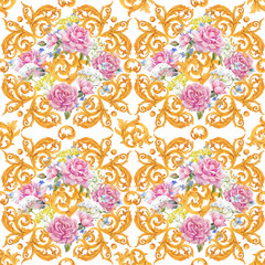 Golden baroque rich luxury vector pattern