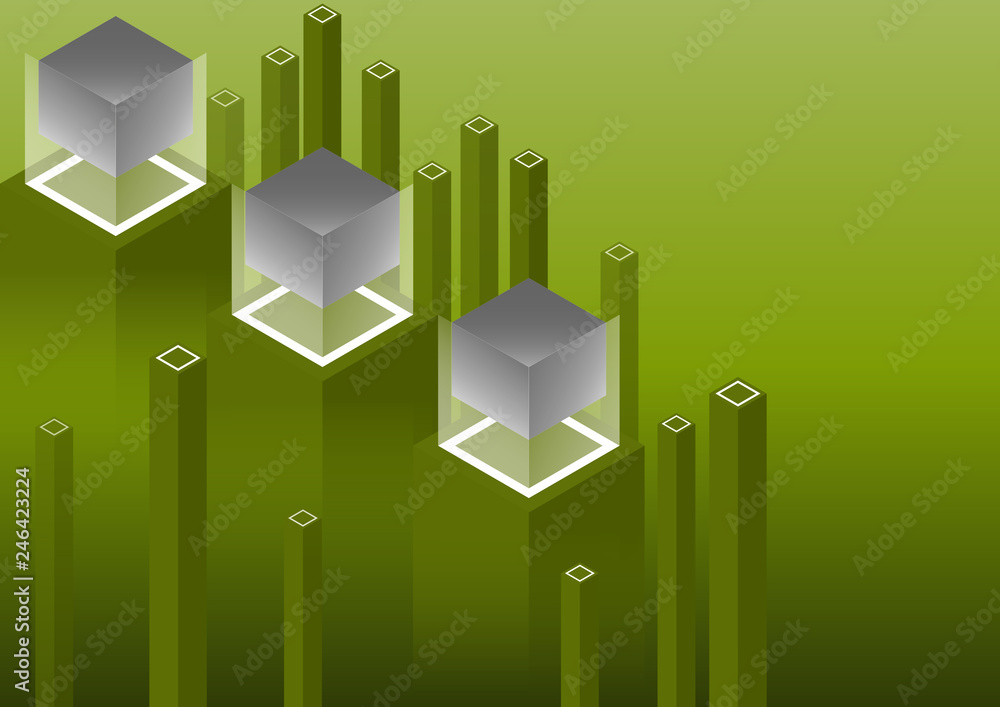 Poster isometric geometric pattern, bright vertical blocks and cubes. perfect background for your design pr