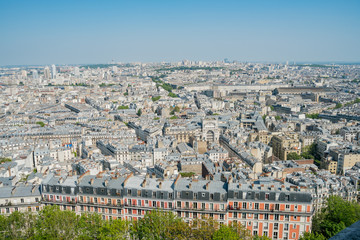 Afternoon aerial view of cityscape from Basilica of the Sacred Heart of Paris