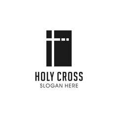 Simple Rectangle Book Holy Church Christian Cross Logo Modern Vector