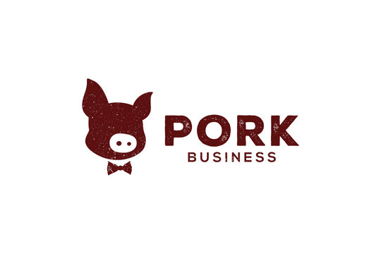 Head of Pork Restaurant Business Simple Logo Design