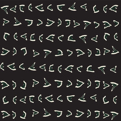 Fototapeta premium Abstract hand drawn spiky organic forms ressembling thorns arranged in horizontal rows. Seamless vector pattern in a modern tribal style.