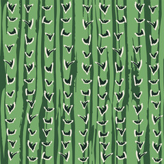 Abstract hand drawn striped design with spiky organic forms. Cactus skin inspired seamless vector pattern.