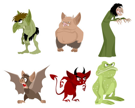 Set of fabulous creatures